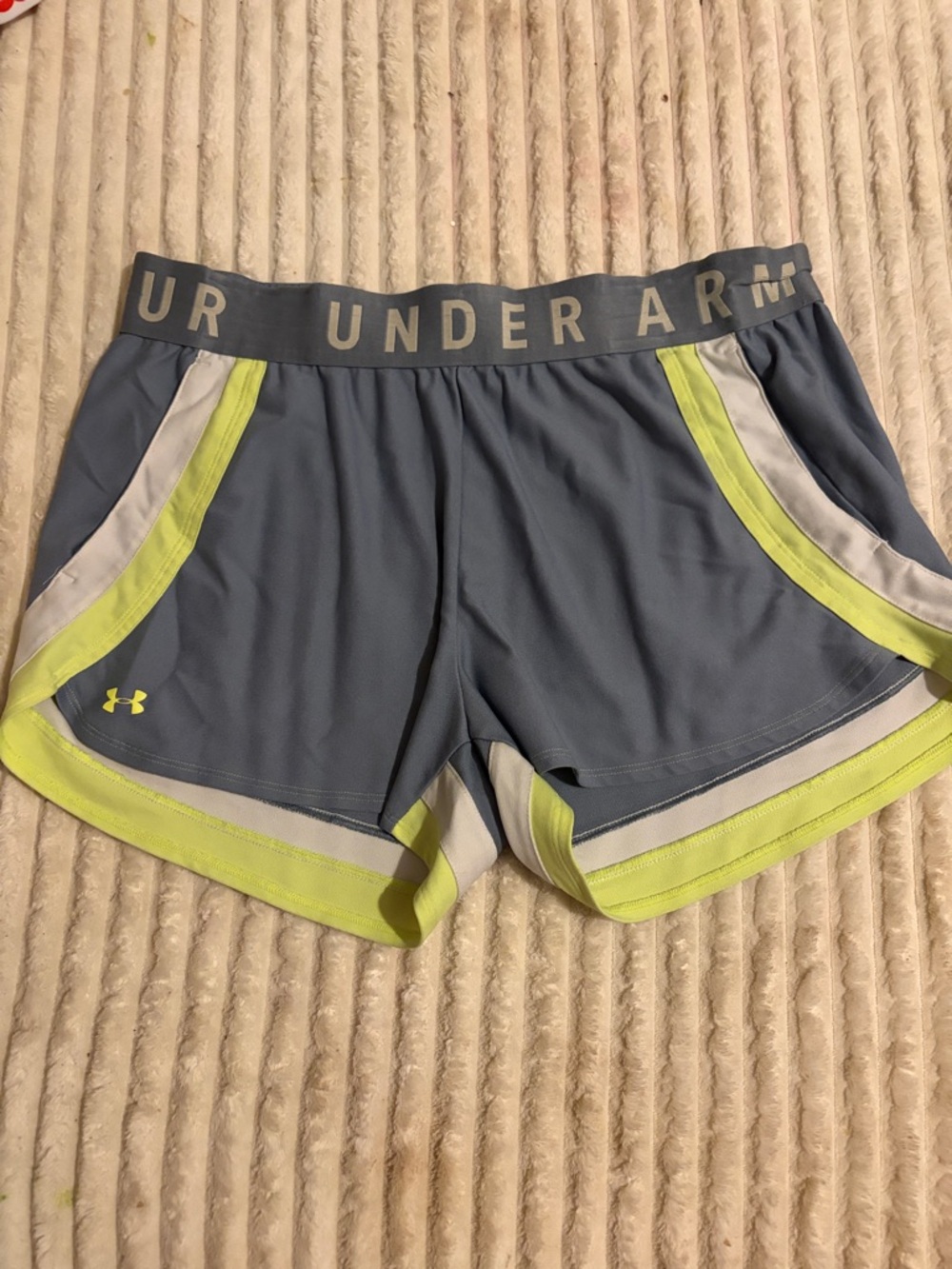 Under Armour Women's Gray Athletic Shorts with Lime Trim
